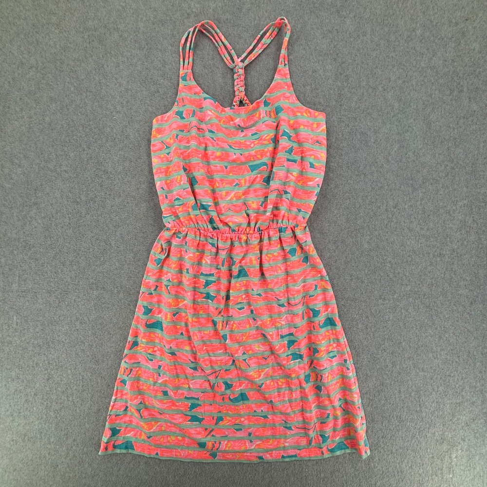 Lilly Pulitzer Dress Womens S Pink Floral Braided Racerback Cotton Knit Mini